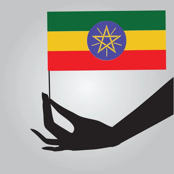 Hand with flag Ethiopia — Stock Vector