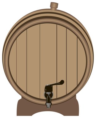 Wooden barrel with a tap clipart
