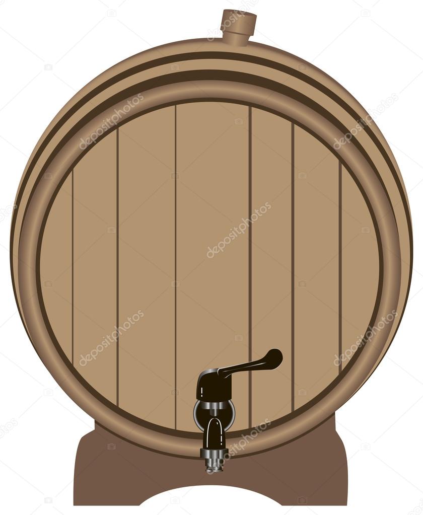Wooden barrel with a tap