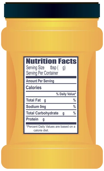 Envase de plástico con información nutricional — Vector de stock