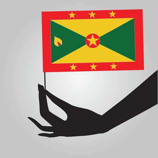Hand med flagga Grenada — Stock vektor