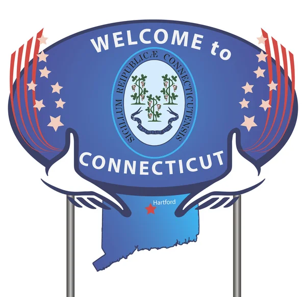 Üdvözöljük a Connecticut útjelzési — Stock Vector