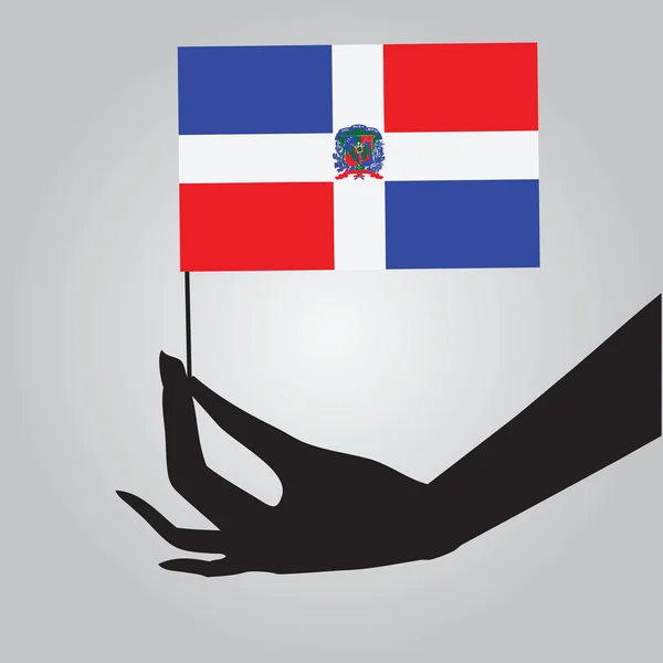Mão com a bandeira da República Dominicana — Vetor de Stock