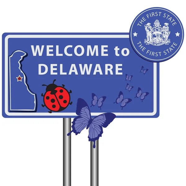 Panneau de signalisation Bienvenue au Delaware — Image vectorielle