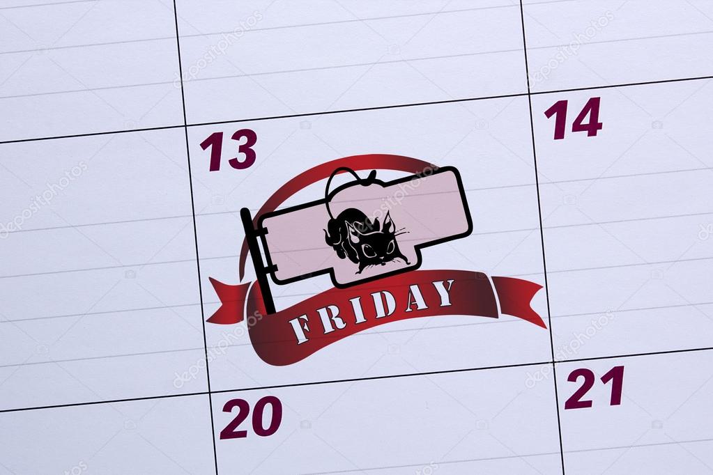 Office calendar marked Friday the 13th