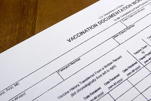 Documentazione sulla vaccinazione Scheda di lavoro — Foto Stock