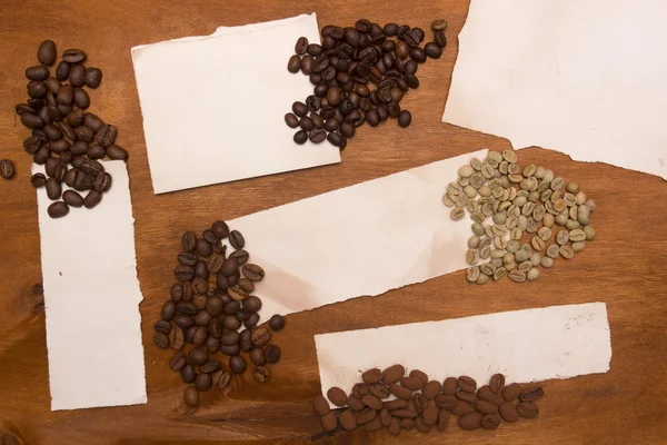 Verschillende soorten koffie bonen — Stockfoto