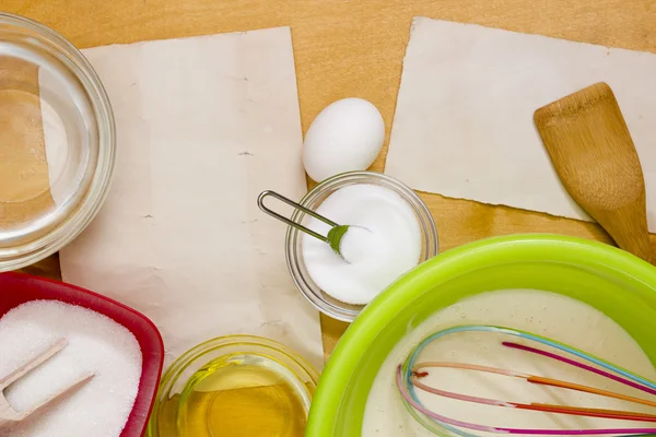 Dough preparation for pancakes — Stock Photo, Image