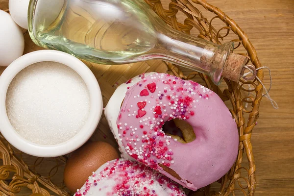 Traditional donuts fried in oil — Stock Photo, Image