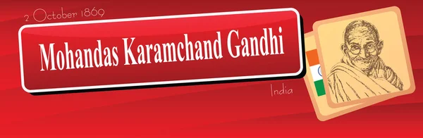 Bandeira de Mohandas Karamchand Gandhi — Vetor de Stock