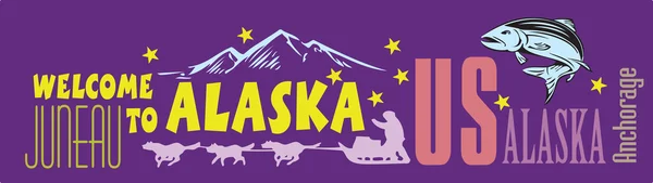 Banner Bienvenido a Alaska — Vector de stock