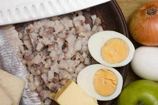 Herring fillet cut into pieces — Stock Photo, Image