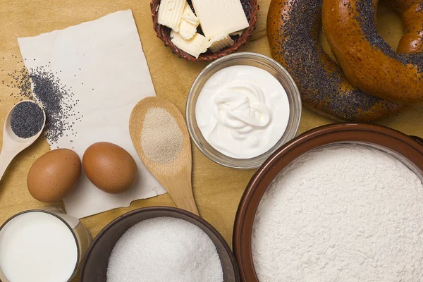 Ingredientes para panecillos bagels — Foto de Stock