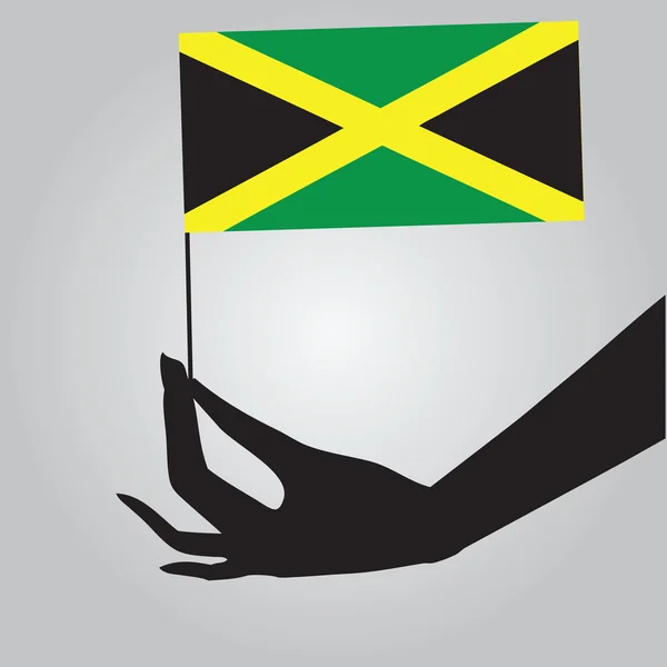 Main avec drapeau jamaïcain — Image vectorielle