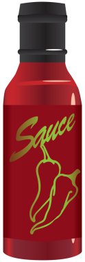 Hot pepper sauce in a glass bottle clipart