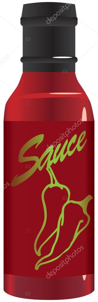 Hot pepper sauce in a glass bottle