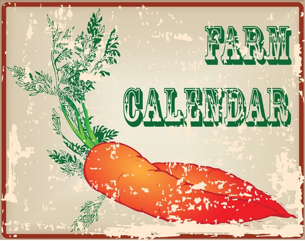 Vintage kaart boerderij kalender — Stockvector