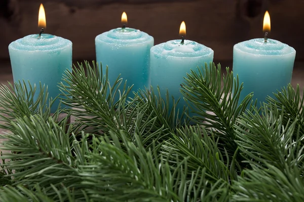 Decorative blue Christmas candle — Stock Photo, Image