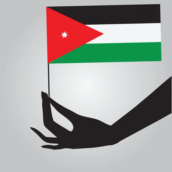 Mão com bandeira da Jordânia — Vetor de Stock