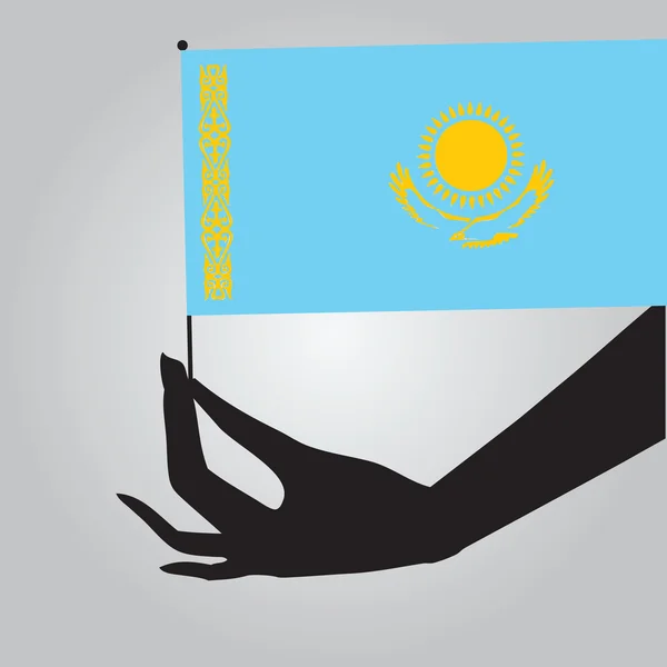 Hand with Kazakhstan flag — Stock Vector