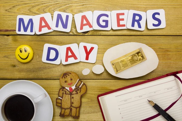 Journée internationale du manager salutations créatives avec un biscuit à la pâte — Photo