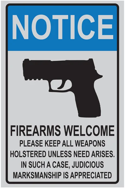 Promemoria di benvenuto per i proprietari di armi da fuoco — Vettoriale Stock