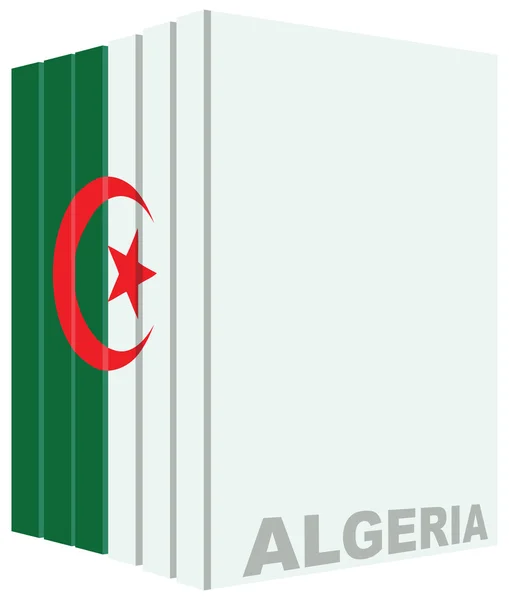 Set of books drawn in color flag of Algeria — Stock Vector