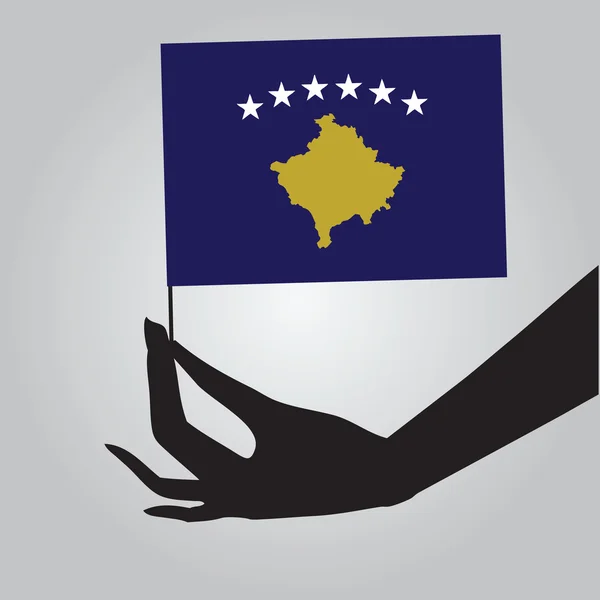 Mão com bandeira Kosovo — Vetor de Stock