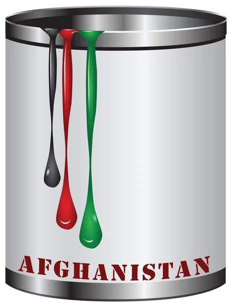 Symbolic can with colors of flag of Afghanistan — Stockvector