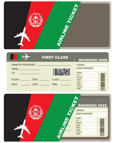 Billete de avión de primera clase en Afganistán — Vector de stock