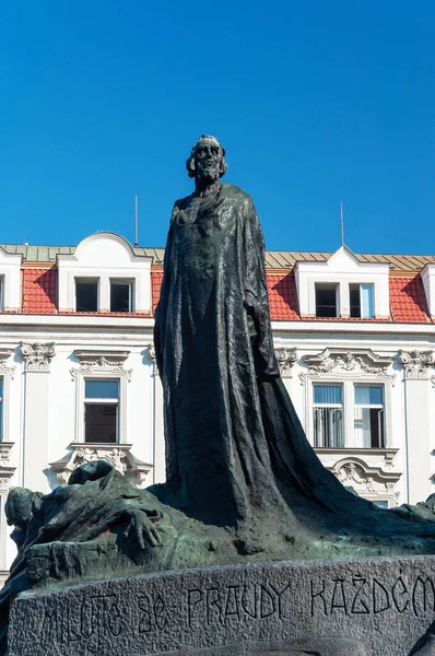 フース Jan Hus 1372年 1415年 チェコの神学者 哲学者 チェコ共和国プラハの旧市街広場 — ストック写真