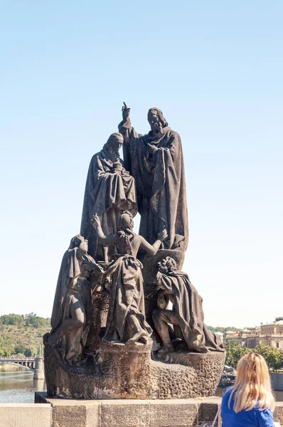 Estatuas San Cirilo San Metodio Puente Carlos Praga República Checa — Foto de Stock