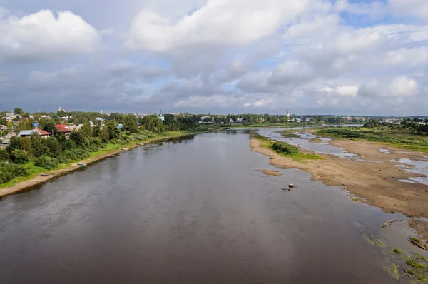 Vue de dessus de la plaine inondable de Sukhona à Tot'ma — Photo