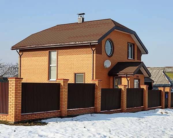 Modern two-storey red brick cottage — Stock Photo, Image
