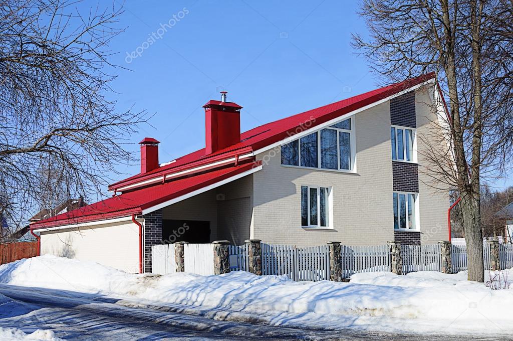 Modern white house with red roof – Stock Photo © viknik #68201157