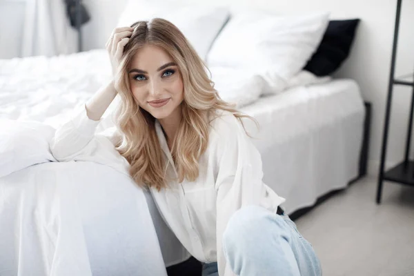 Portrait of a young beautiful blond woman — Stock Photo, Image