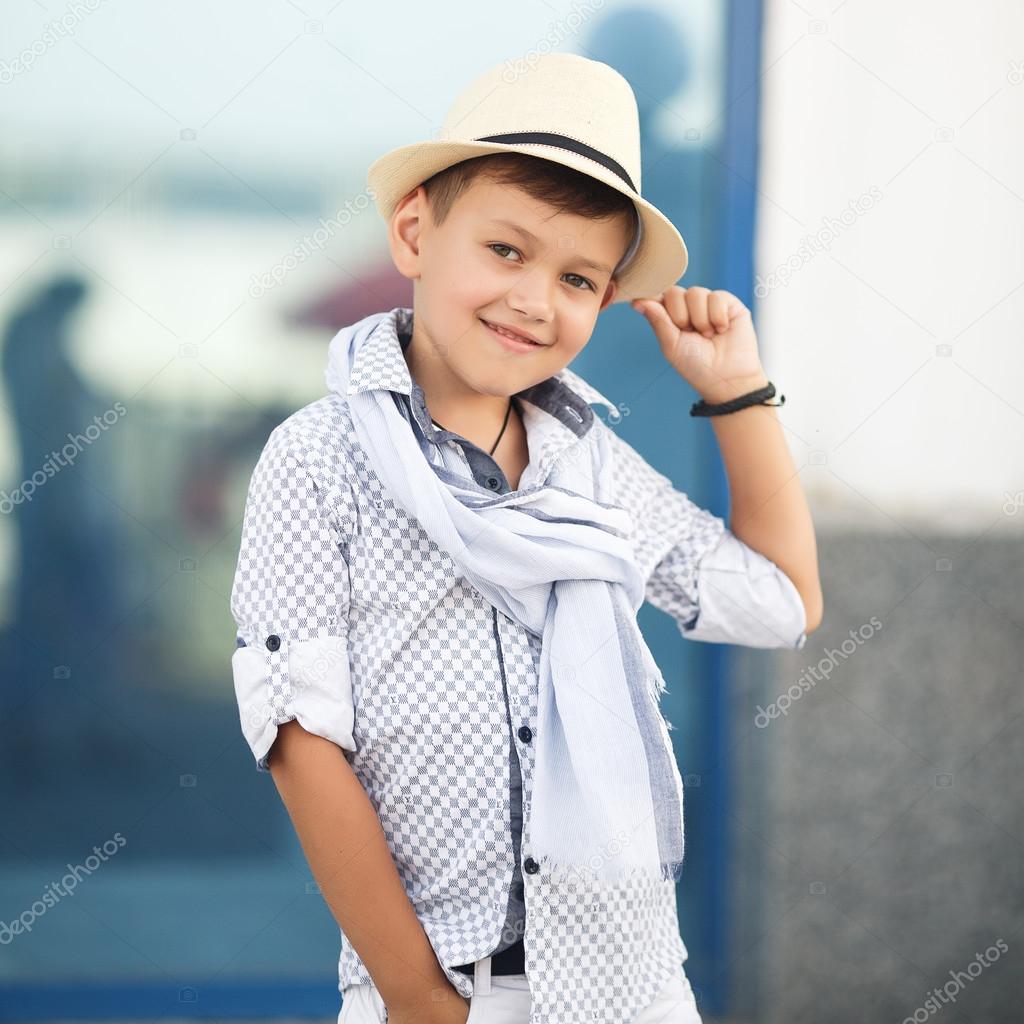 Cute boy happy kid outdoors Stock Photo by ©golyak 52286255
