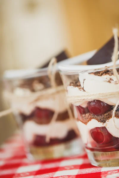 Congelado con bayas de grosella roja y cereza — Foto de Stock