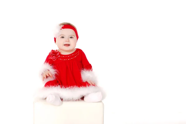 Bambina in costume da Babbo Natale. — Foto Stock