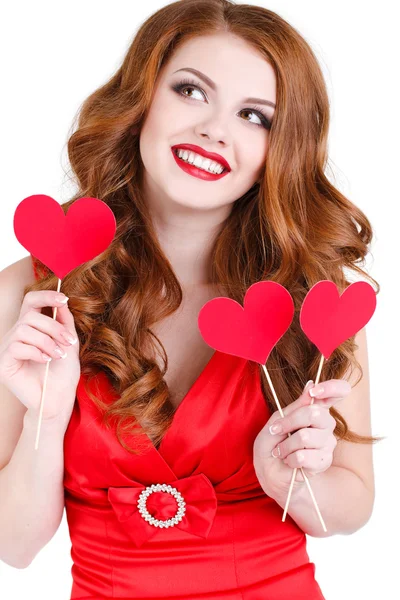 The bright beautiful woman on St. Valentine's Day. — Stock Photo, Image