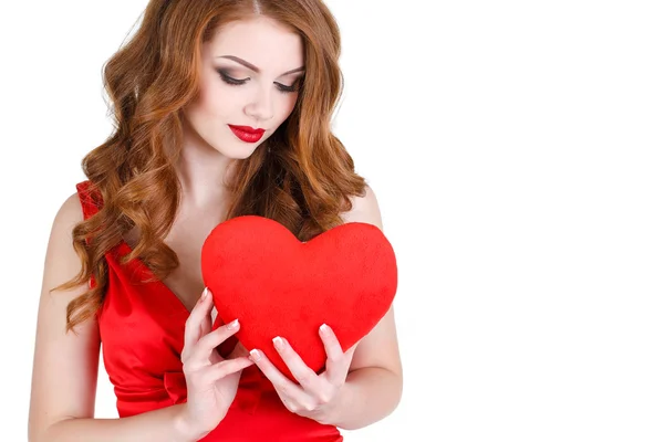 Die strahlend schöne Frau am Valentinstag. — Stockfoto