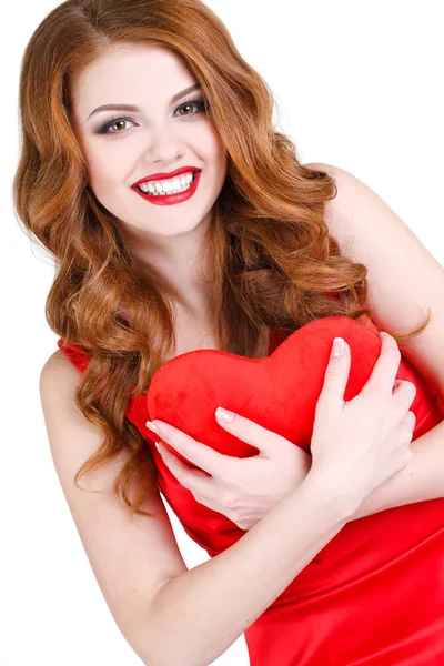 The bright beautiful woman on St. Valentine's Day. — Stock Photo, Image