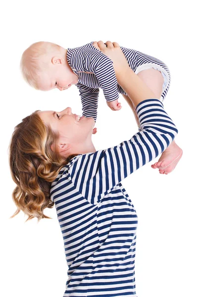 Young mother playing with her little son. — Stock Photo, Image