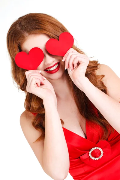 Portrait of a beautiful woman on Valentine's Day. — Stock Photo, Image