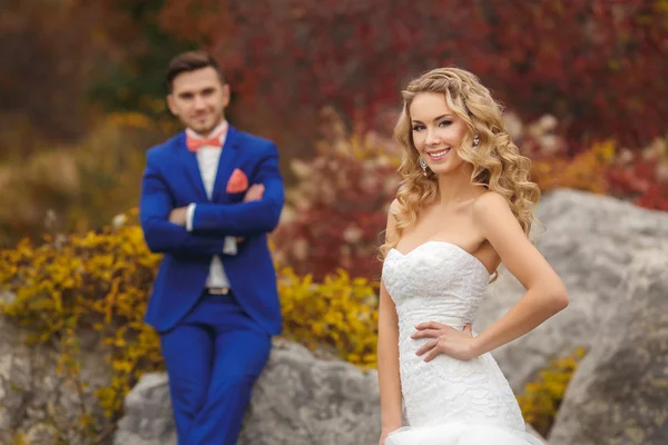 The bride and groom - the photograph in the Park. — Stock Photo, Image