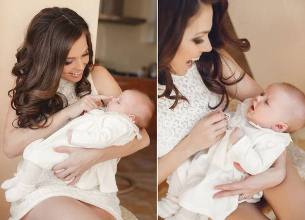 Happy mother with newborn baby — Stock Photo, Image