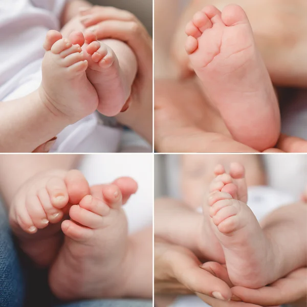 Närbild av barnets händer och fötter collage — Stockfoto