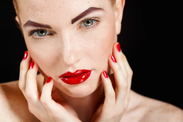 Studio portrait of a redhead female model. — ストック写真