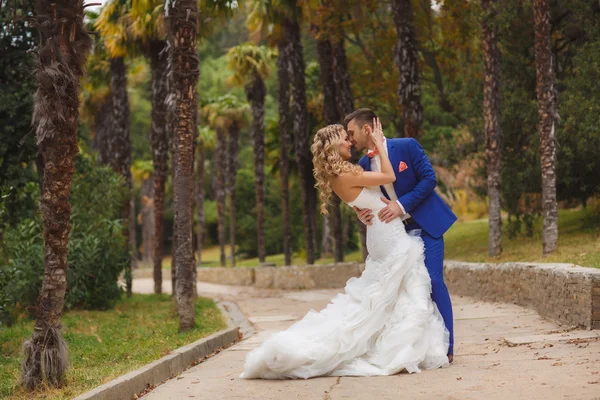 Schönes Hochzeitspaar, glückliches Brautpaar in der Natur. — Stockfoto