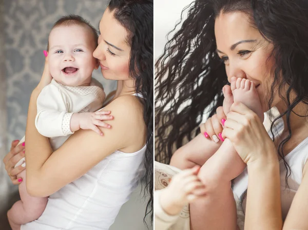 Retrato de la madre y el niño felices en el ambiente del hogar — Foto de Stock